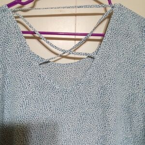 Moa Moa Blue and White Crisscross Blouse